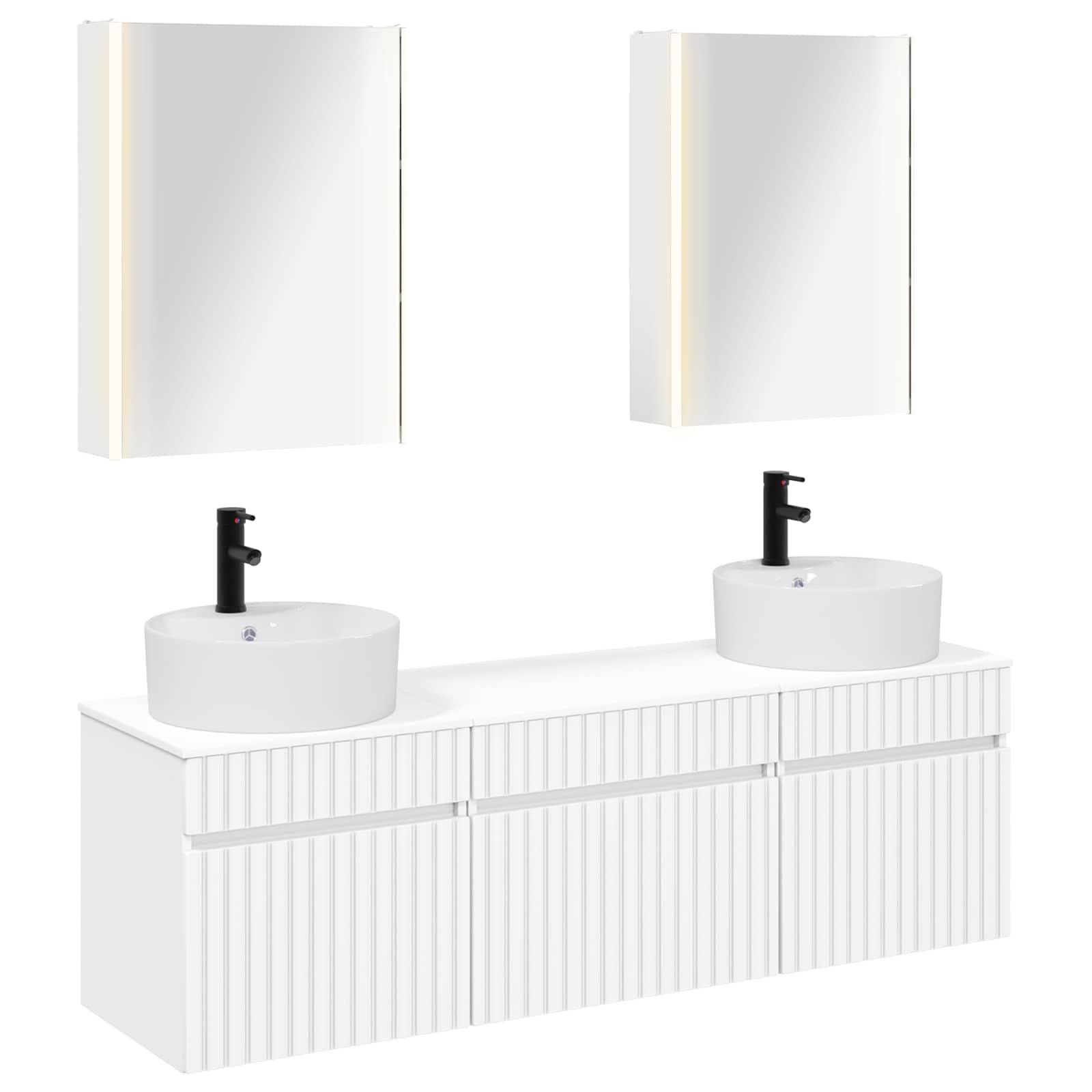 Комплект шкафове за баня 5 pcs Бяло 53 x 15,5 x 70 см – изображение 2