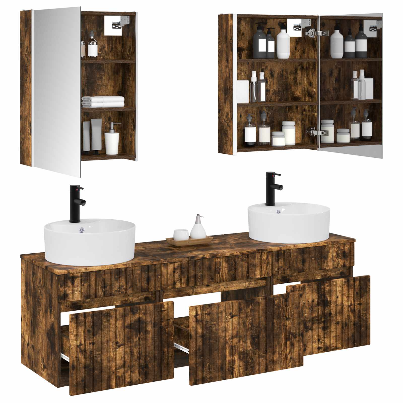 Vannitoa kapikomplekt 5 pcs Suitsutatud tamm 53 x 15,5 x 70 cm 3 Kõik vajalik sinu aeda ja koju! Vannitoa kapikomplekt 5 pcs Suitsutatud tamm 53 x 15,5 x 70 cm - Image 3