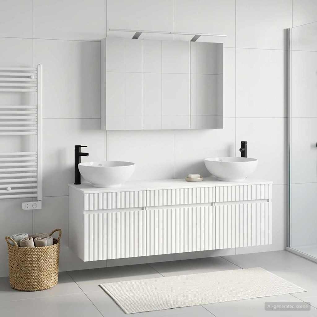  Σετ Ντουλαπιών Μπάνιου 4 pcs Λευκό 100 x 14,5 x 70 εκ V-3406615