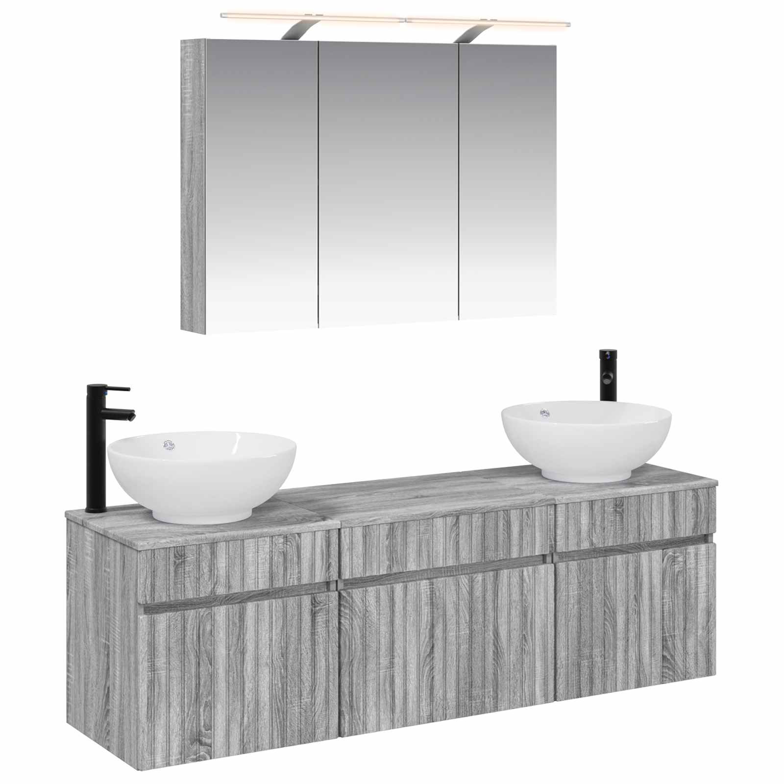 Комплект шкафове за баня 4 pcs Сив Сонома 100 x 14,5 x 70 см – изображение 2