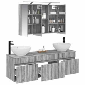 Sada koupelnových skříněk 4 pcs Šedý Sonoma 100 x 14,5 x 70 cm - obrázek 3