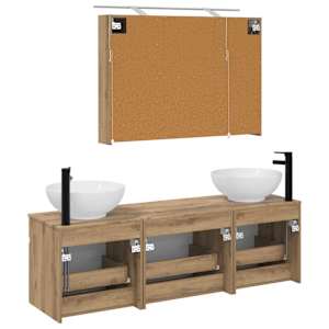 Sada koupelnových skříněk 4 pcs Dub artisan 100 x 14,5 x 70 cm - obrázek 7