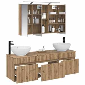 Sada koupelnových skříněk 4 pcs Dub artisan 100 x 14,5 x 70 cm - obrázek 3
