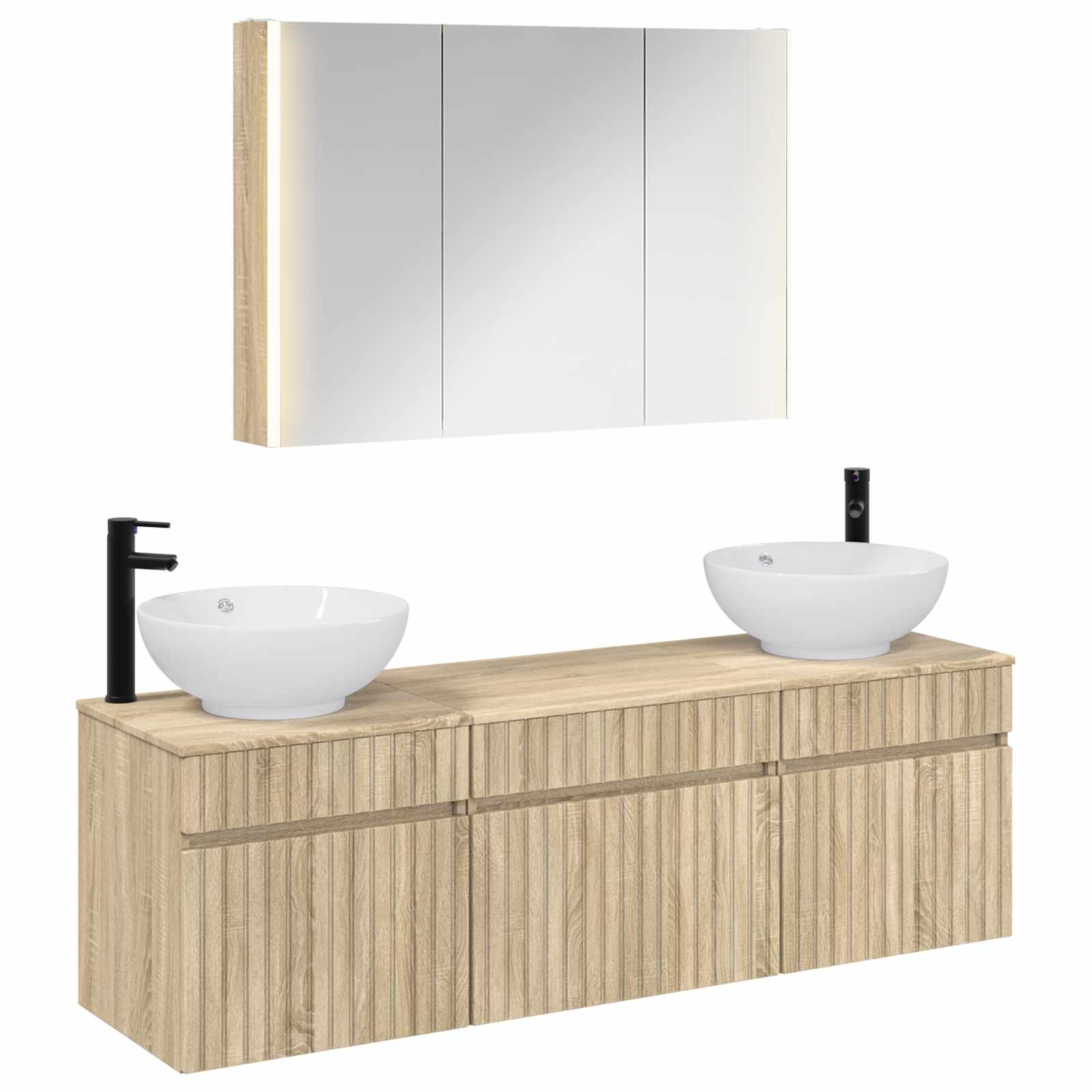 Комплект шкафове за баня 4 pcs Дъб сонома 103,5 x 15,5 x 70 см – изображение 2
