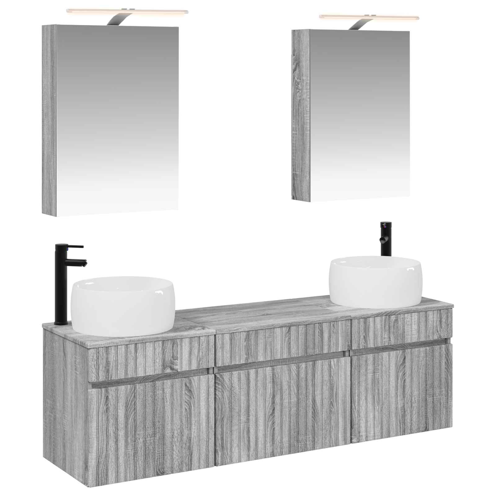Комплект шкафове за баня 5 pcs Сив Сонома 50 x 14,5 x 70 см – изображение 2