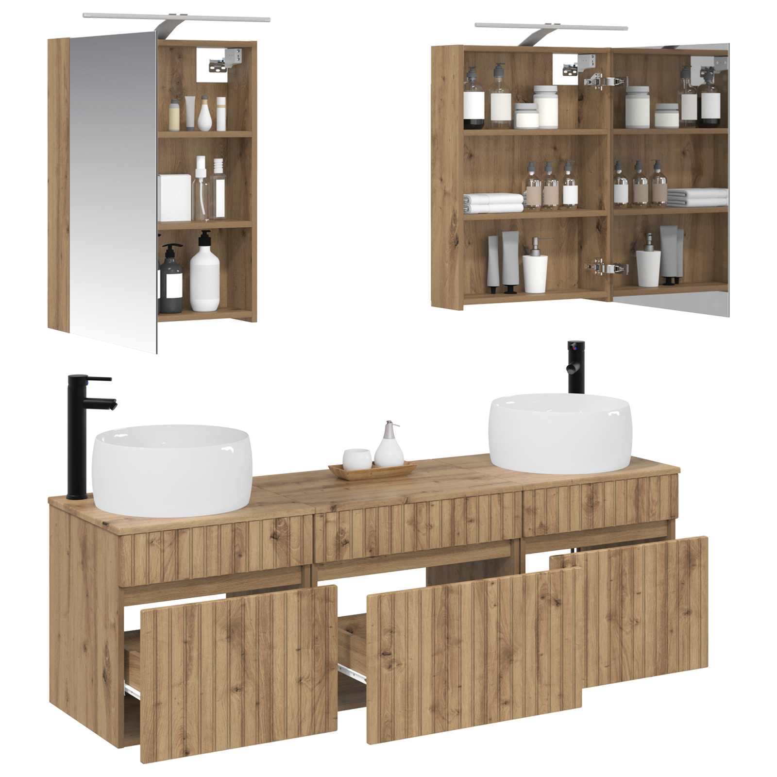 vidaXL Badezimmerschrank-Set 5 pcs Artisan-Eiche 50 x 14,5 x 70 cm