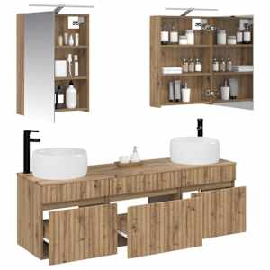 Sada koupelnových skříněk 5 pcs Dub artisan 50 x 14,5 x 70 cm - obrázek 3