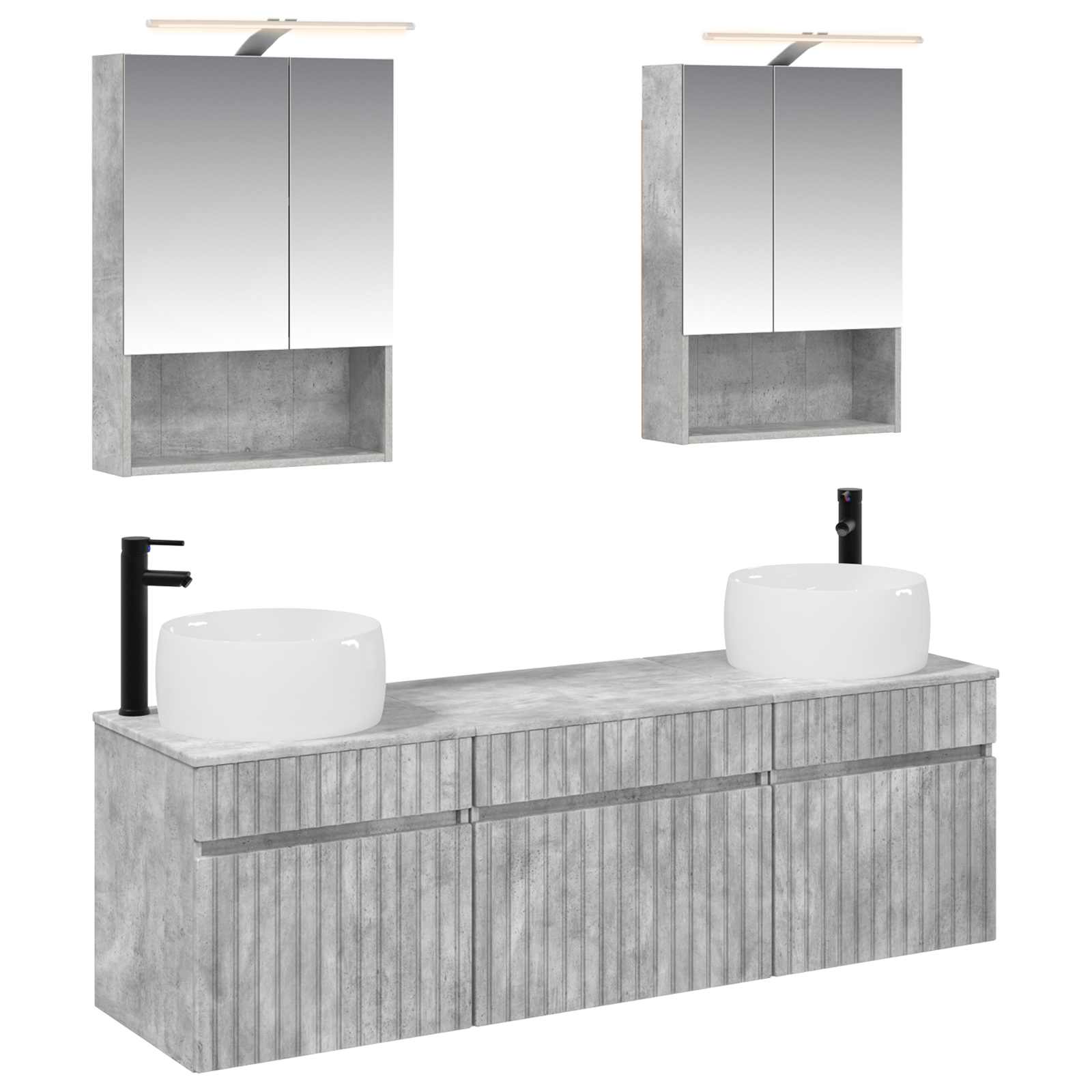 Комплект шкафове за баня 5 pcs Бетонно сиво 50 x 14,5 x 70 см – изображение 2