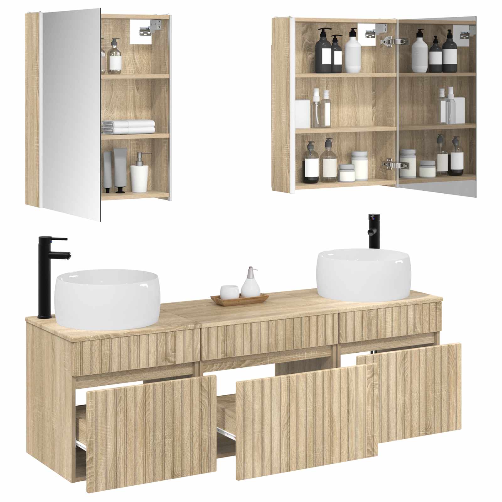 Комплект шкафове за баня 5 pcs Дъб сонома 53 x 15,5 x 70 см – изображение 3