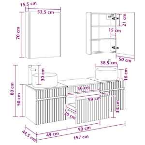 Sada koupelnových skříněk 5 pcs Betonově šedá 53 x 15,5 x 70 cm - obrázek 13