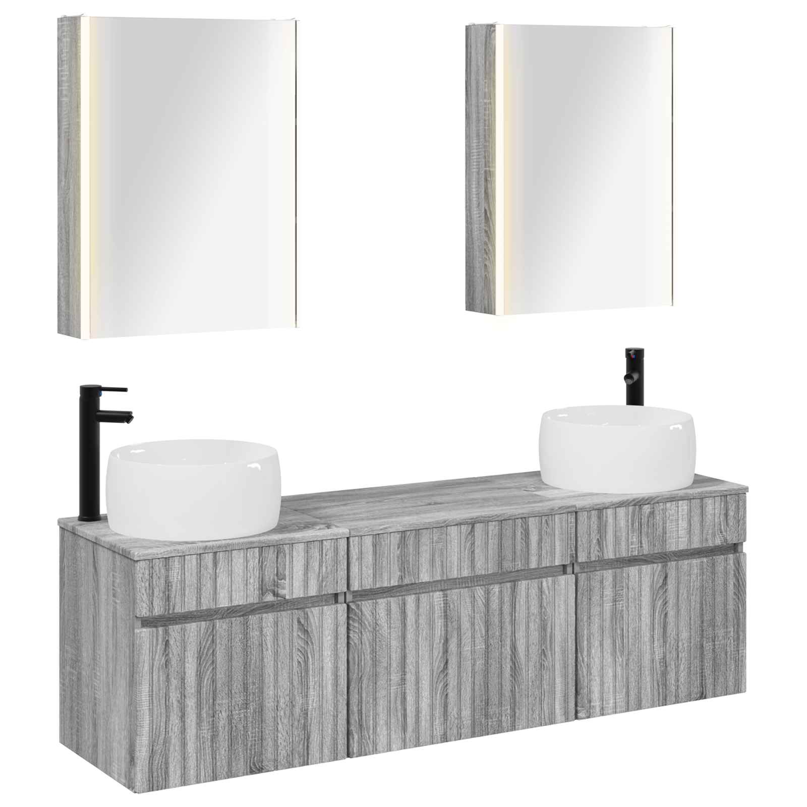 Комплект шкафове за баня 5 pcs Сив Сонома 53 x 15,5 x 70 см – изображение 2