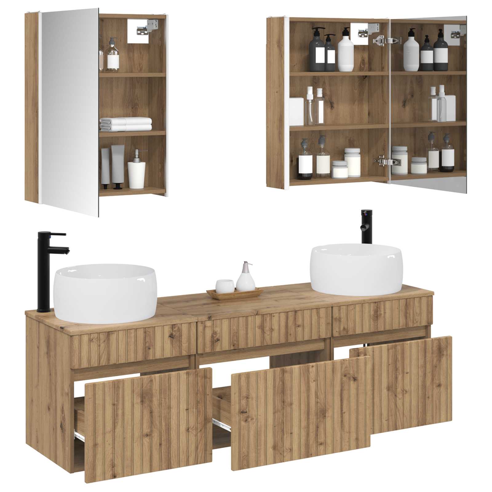 vidaXL Badezimmerschrank-Set 5 pcs Artisan-Eiche 53 x 15,5 x 70 cm