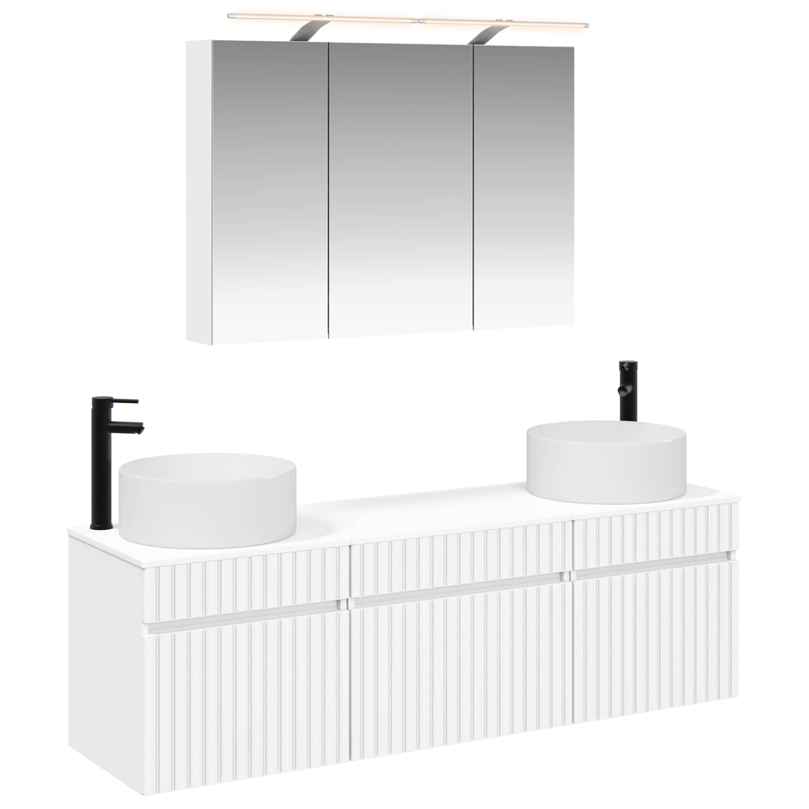 Комплект шкафове за баня 4 pcs Бяло 100 x 14,5 x 70 см – изображение 2