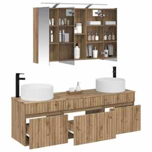 Sada koupelnových skříněk 4 pcs Dub artisan 100 x 14,5 x 70 cm - obrázek 3