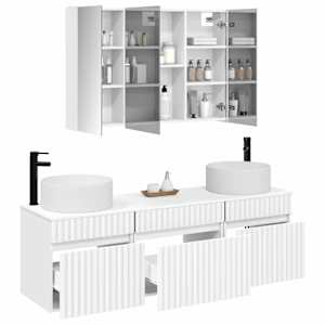 Sada koupelnových skříněk 4 pcs Bílá 103,5 x 15,5 x 70 cm - obrázek 3
