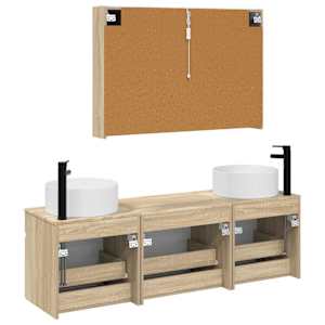 Sada koupelnových skříněk 4 pcs Dub sonoma 103,5 x 15,5 x 70 cm - obrázek 7