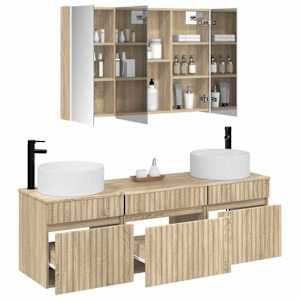 Sada koupelnových skříněk 4 pcs Dub sonoma 103,5 x 15,5 x 70 cm - obrázek 3