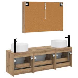 Sada koupelnových skříněk 4 pcs Dub artisan Kompozitní dřevo - obrázek 7