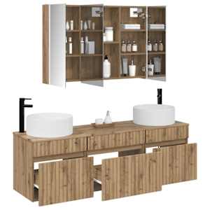 Sada koupelnových skříněk 4 pcs Dub artisan Kompozitní dřevo - obrázek 3