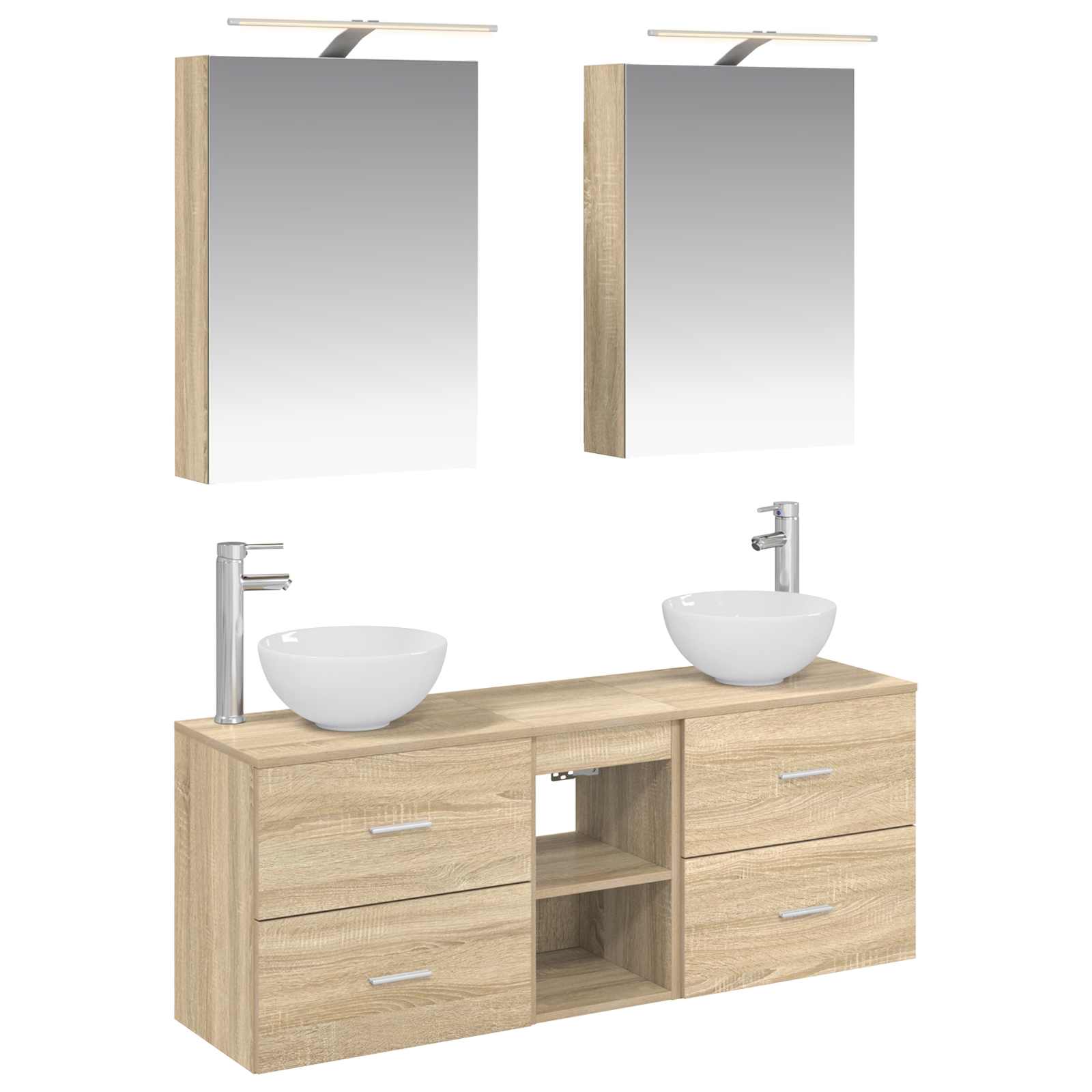 Комплект шкафове за баня 5 pcs Дъб сонома 50 x 14,5 x 70 см – изображение 2