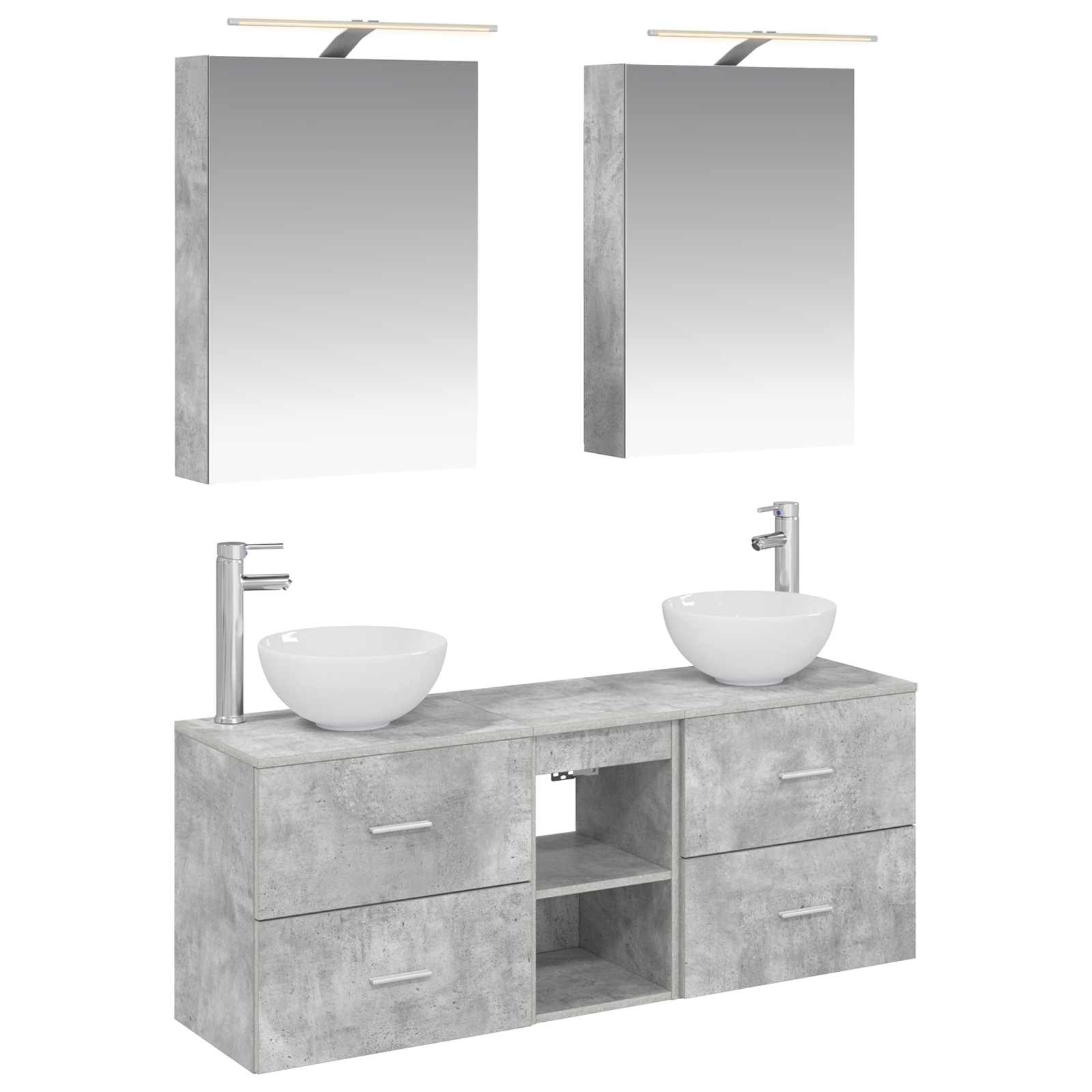 Badkamerkastenset 5 pcs Betongrijs 50 x 14,5 x 70 cm - Afbeelding 2