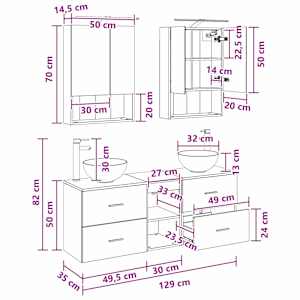 Sada koupelnových skříněk 5 pcs Bílá 50 x 14,5 x 70 cm - obrázek 14