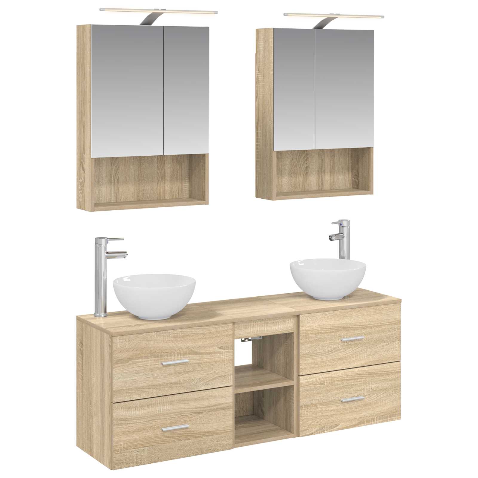 Комплект шкафове за баня 5 pcs Дъб сонома 50 x 14,5 x 70 см – изображение 2