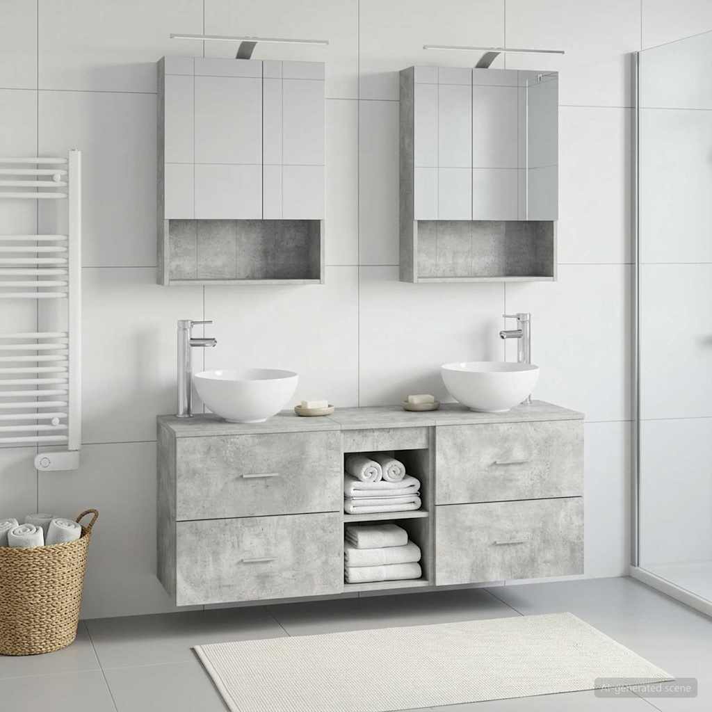 Vannitoa kapikomplekt 5 pcs Betoonhall 50 x 14,5 x 70 cm