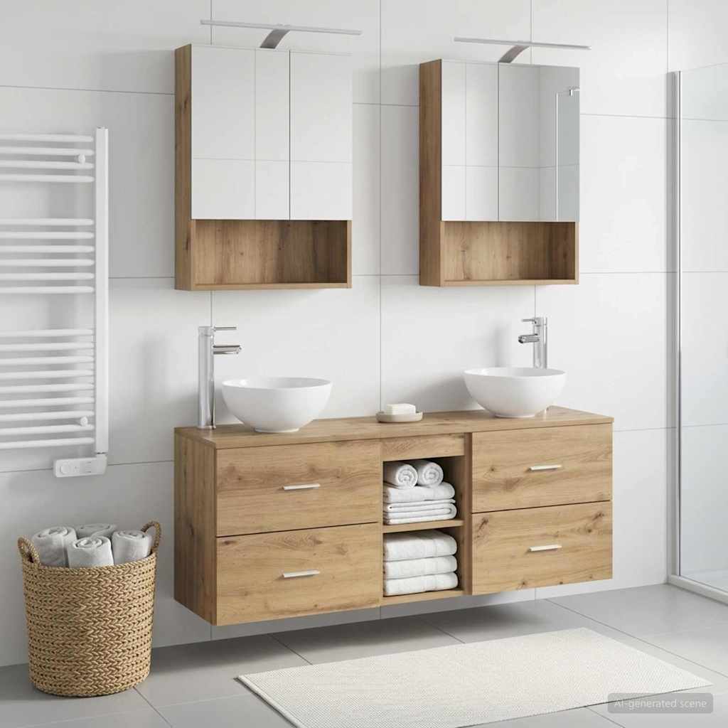 vidaXL Badezimmerschrank-Set 5 pcs Artisan-Eiche 50 x 14,5 x 70 cm