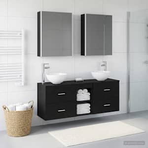 Sada koupelnových skříněk 5 pcs Černý dub 53 x 15,5 x 70 cm - obrázek 1