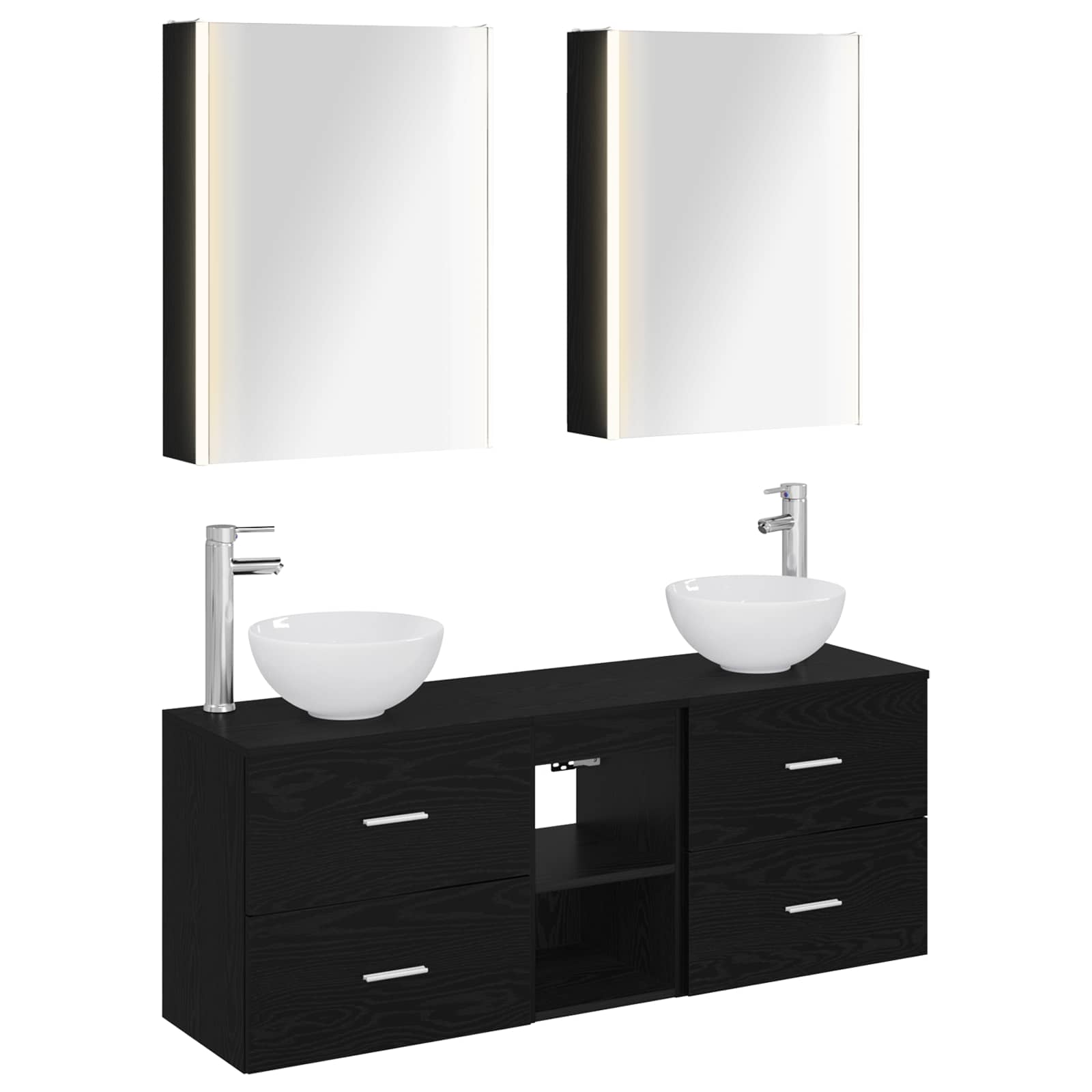 Комплект шкафове за баня 5 pcs Черен дъб 53 x 15,5 x 70 см – изображение 2