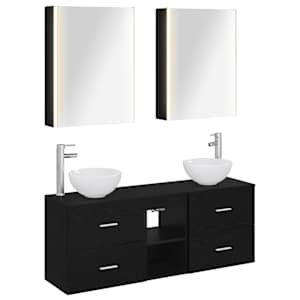 Sada koupelnových skříněk 5 pcs Černý dub 53 x 15,5 x 70 cm - obrázek 2