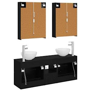 Sada koupelnových skříněk 5 pcs Černý dub 53 x 15,5 x 70 cm - obrázek 8