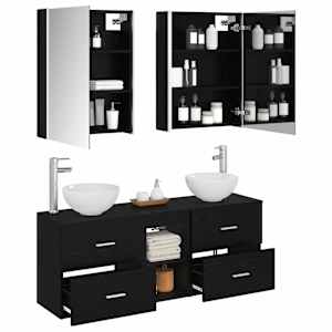Sada koupelnových skříněk 5 pcs Černý dub 53 x 15,5 x 70 cm - obrázek 3