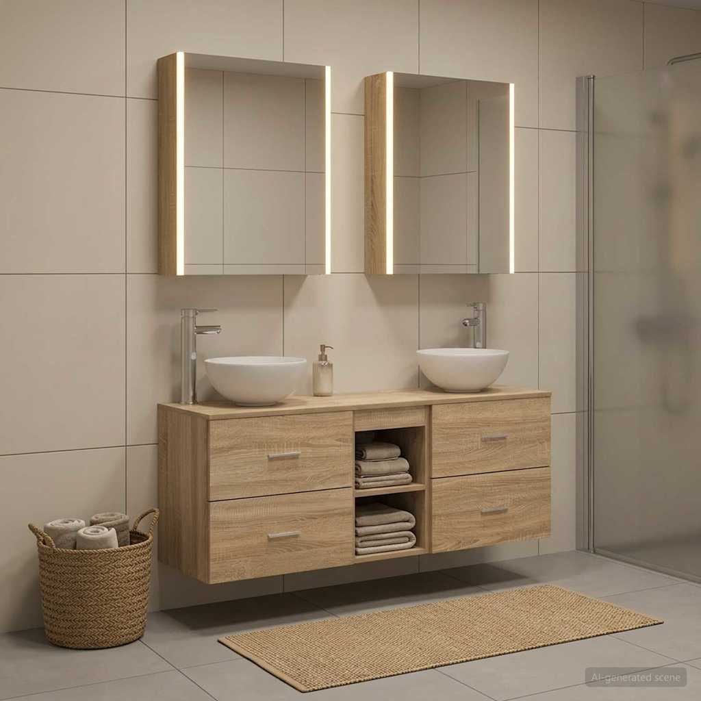  Σετ Ντουλαπιών Μπάνιου 5 pcs Sonoma Δρυς 53 x 15,5 x 70 εκ. V-3406689