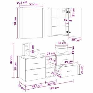 Sada koupelnových skříněk 5 pcs Dub artisan 53 x 15,5 x 70 cm - obrázek 14