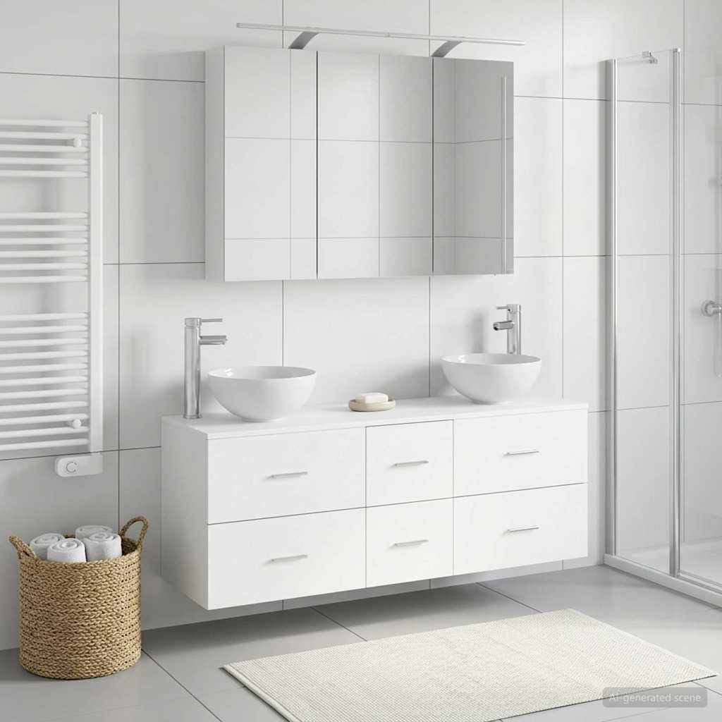 Vannitoa mööbleset 4 pcs Valge Tehispuit ja klaas