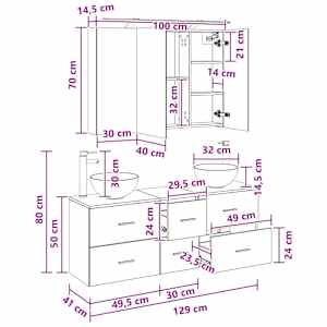 Sada koupelnového nábytku 4 pcs Dub sonoma - obrázek 14