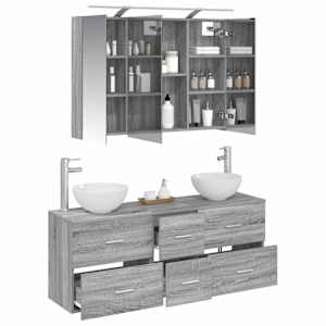 Sada koupelnového nábytku 4 pcs Šedý Sonoma - obrázek 3