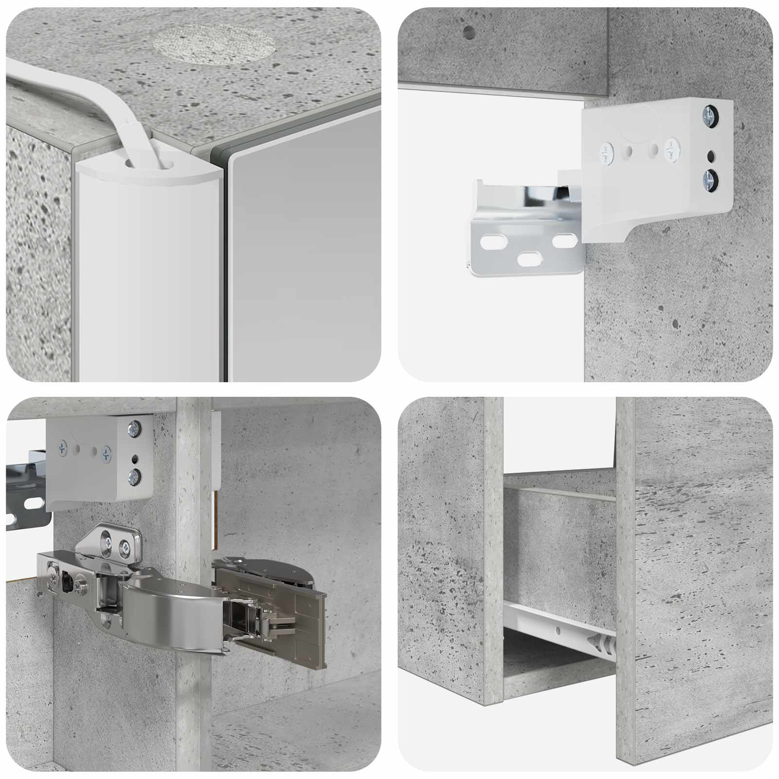 Badrumsmöbelset 4 pcs Betonggrå Konstruerat trä och glas