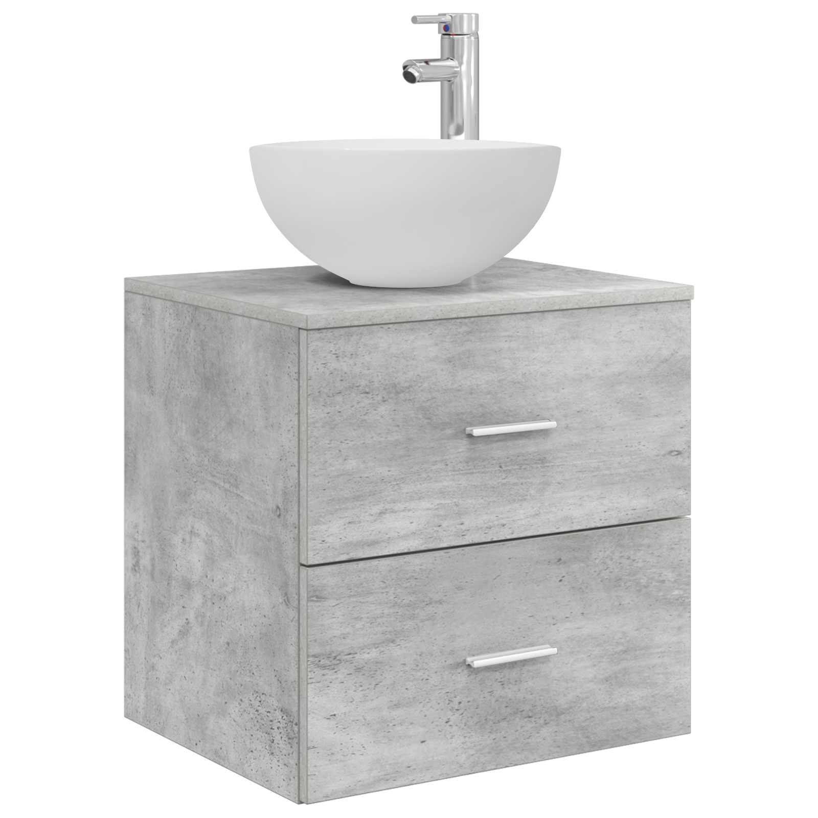 Badrumsmöbelset 4 pcs Betonggrå Konstruerat trä och glas