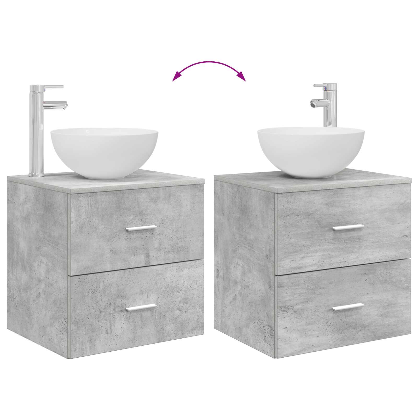 Badrumsmöbelset 4 pcs Betonggrå Konstruerat trä och glas
