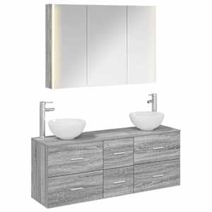 Sada koupelnového nábytku 4 pcs Šedý Sonoma - obrázek 2