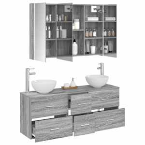 Sada koupelnového nábytku 4 pcs Šedý Sonoma - obrázek 3