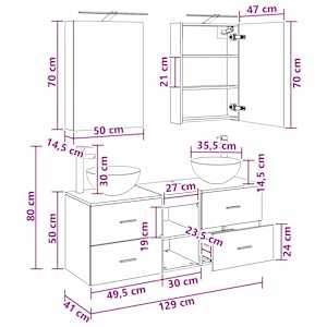 Sada koupelnového nábytku 5 pcs Černý dub - obrázek 14