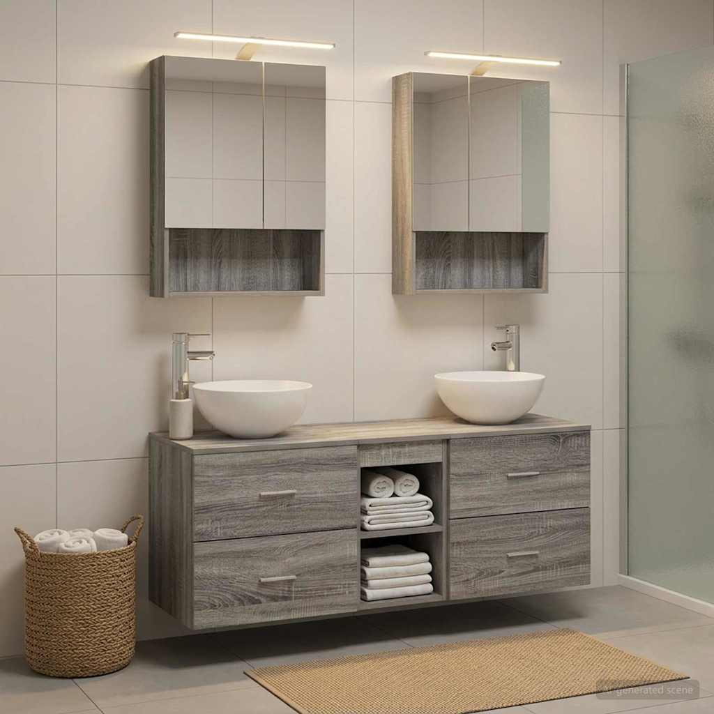 Komplet pohištva za kopalnico 5 pcs Siva Sonoma