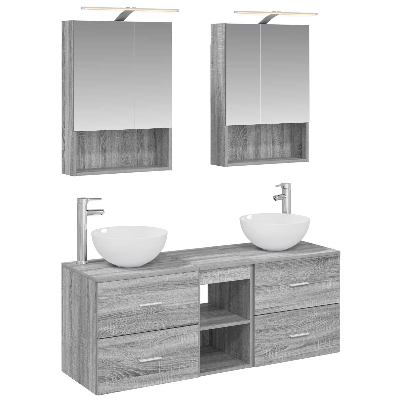Komplet pohištva za kopalnico 5 pcs Siva Sonoma - slika 2