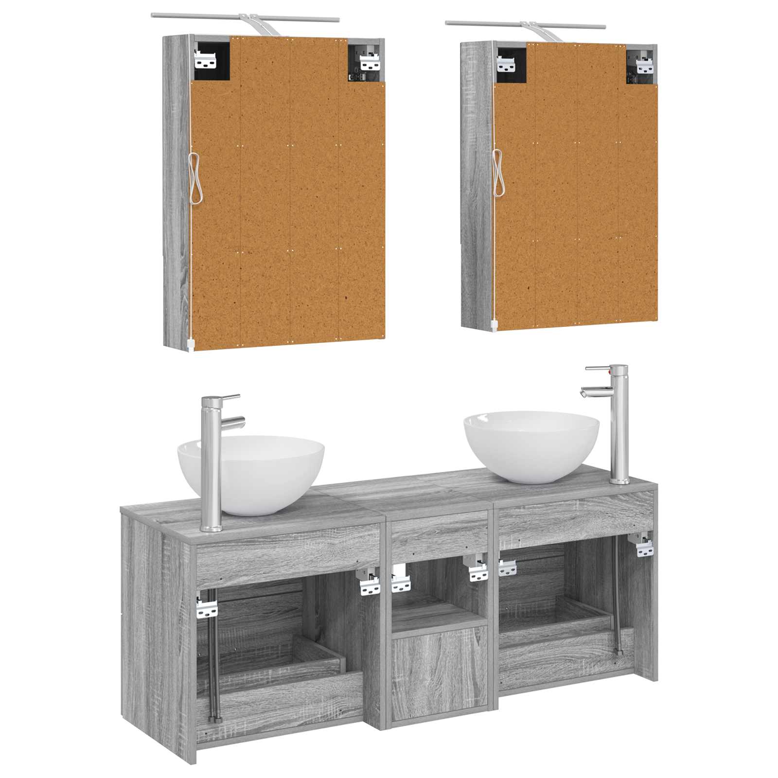 Komplet pohištva za kopalnico 5 pcs Siva Sonoma - slika 8