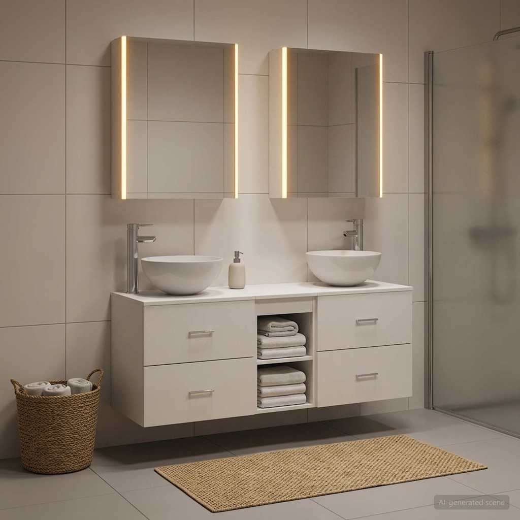 Komplet pohištva za kopalnico 5 pcs Bela