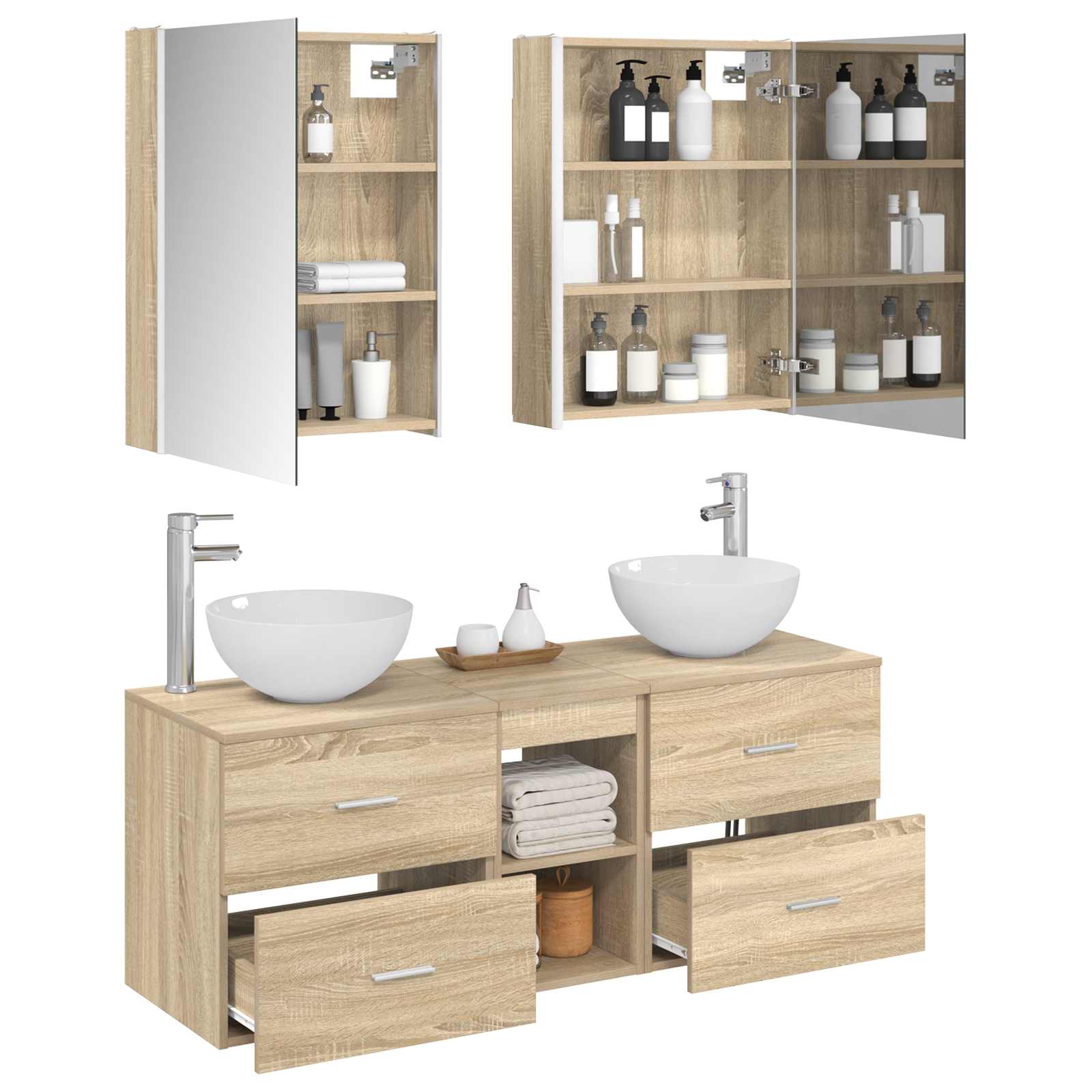 Komplet pohištva za kopalnico 5 pcs Sonoma hrast - slika 3